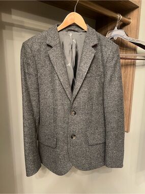 Jack Wills Gray Tweed Notch Lapel Blazer